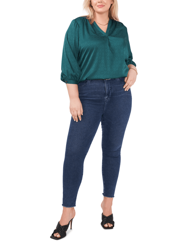 Plus Size Eliana Jacquard Blouse | RICH SPRUCE